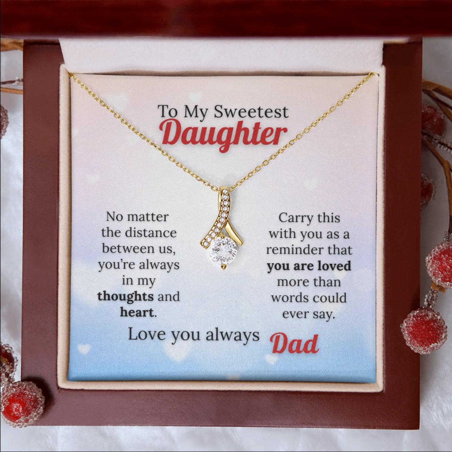 To My Sweetest Daughter - Love Beyond Distance Necklace