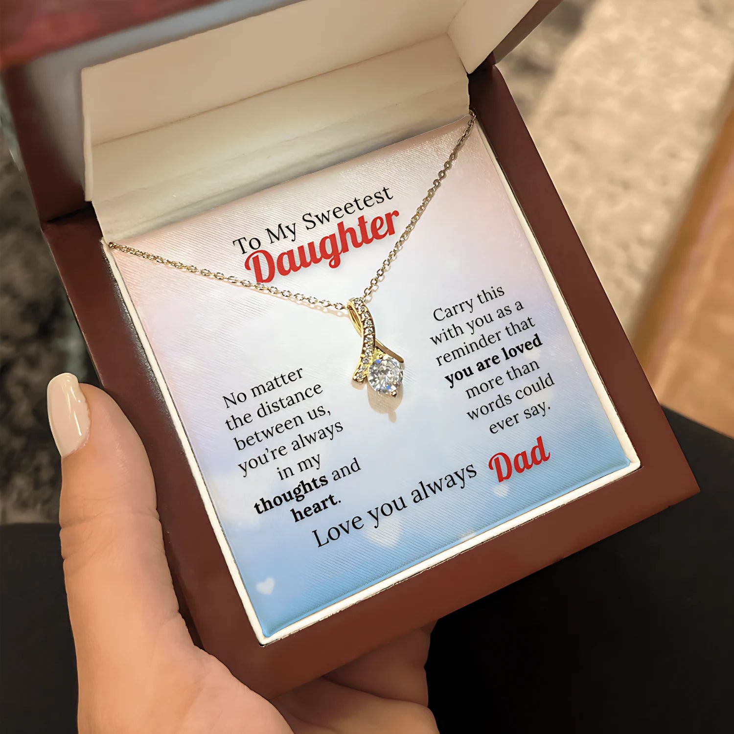 To My Sweetest Daughter - Love Beyond Distance Necklace