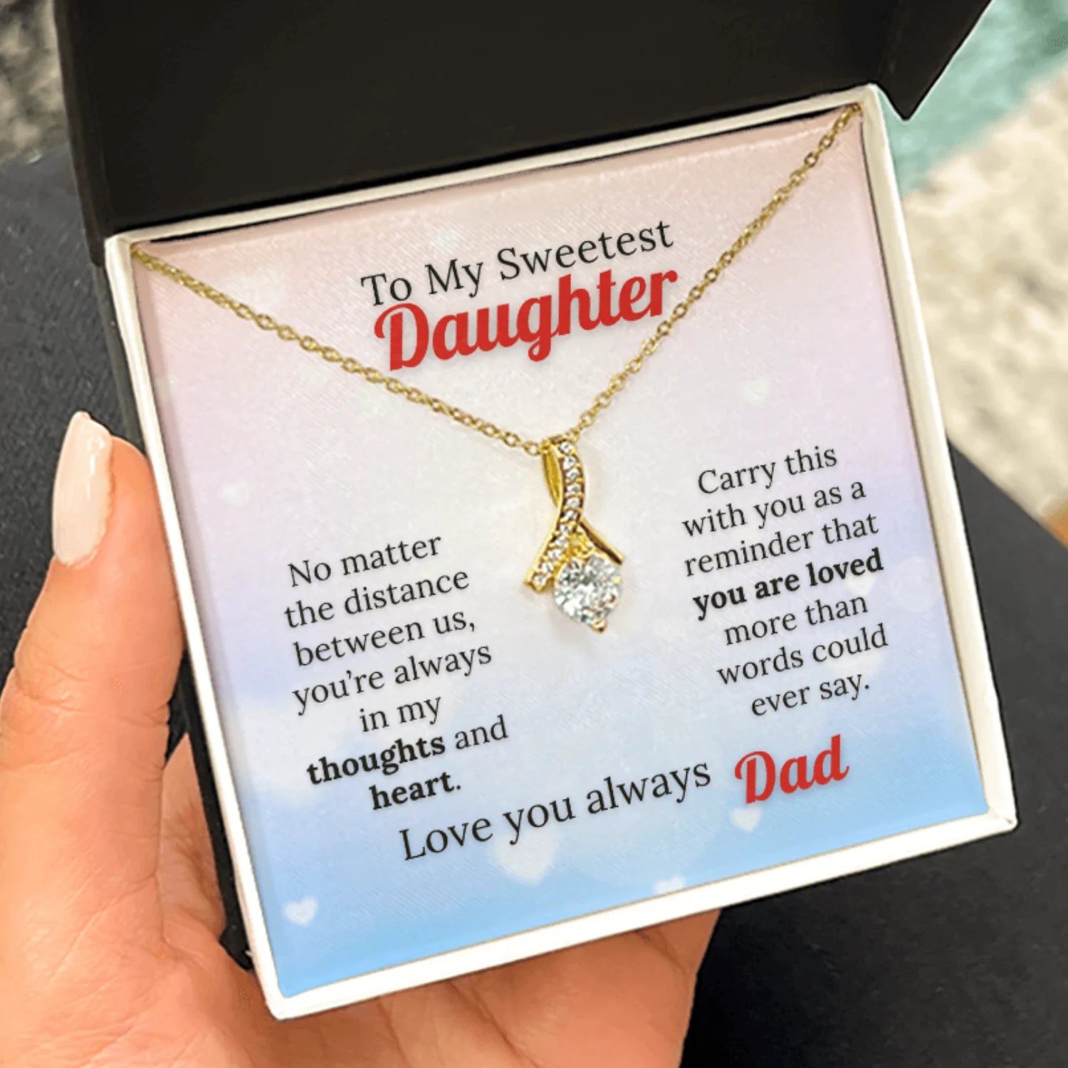 To My Sweetest Daughter - Love Beyond Distance Necklace