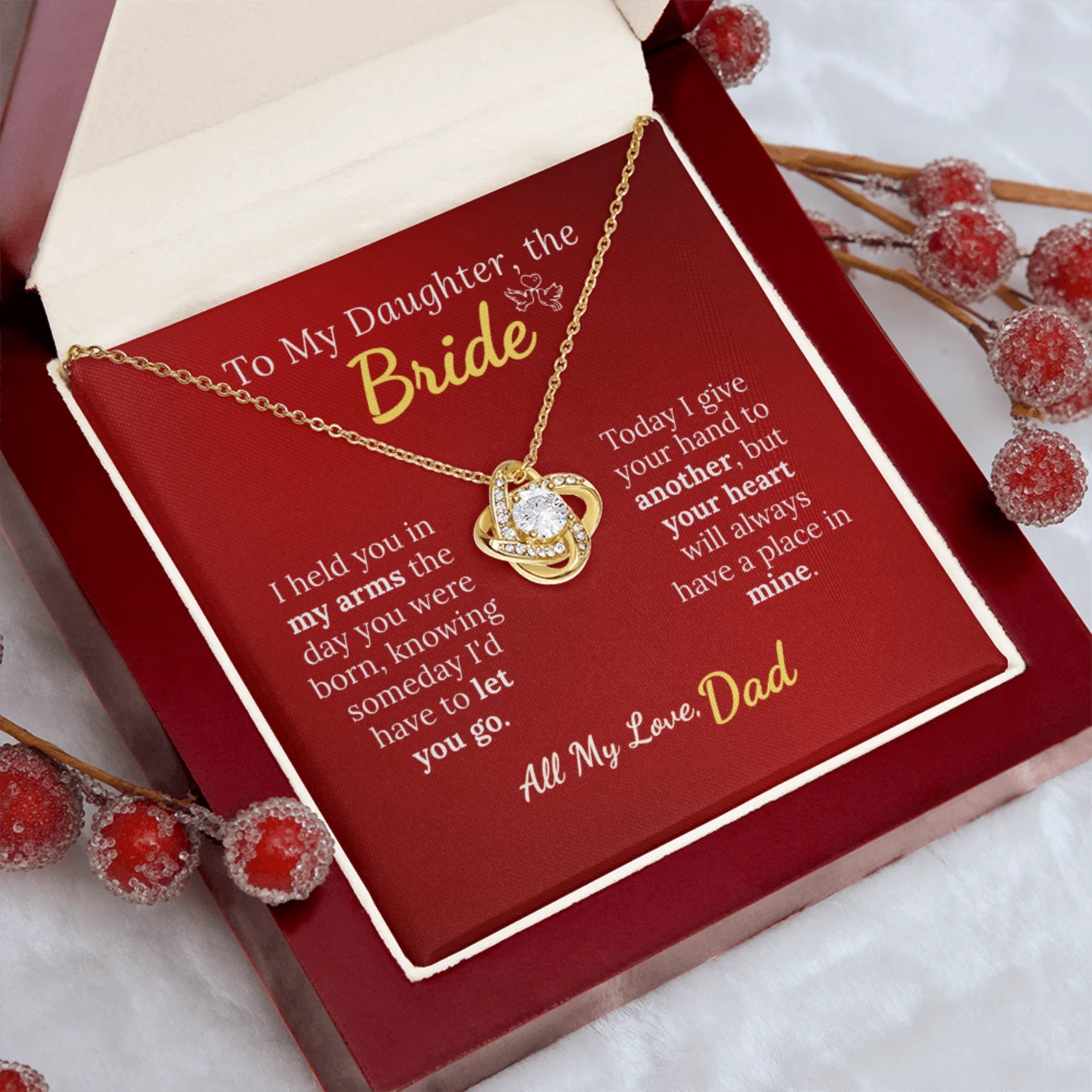 To My Daughter, the Bride - Always in My Heart Necklace