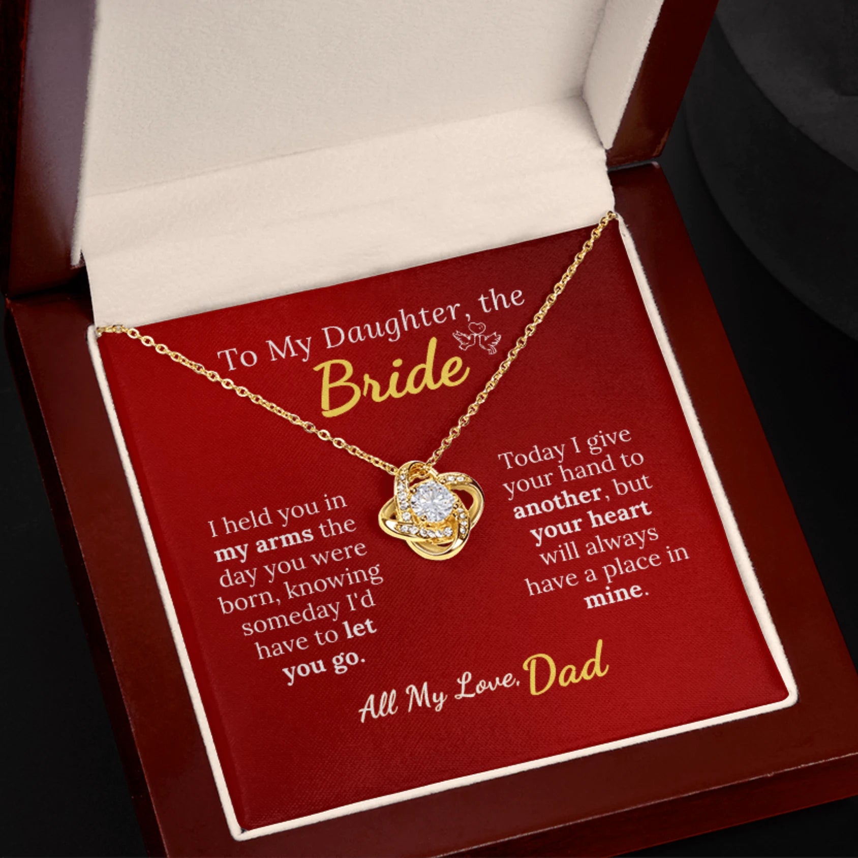 To My Daughter, the Bride - Always in My Heart Necklace