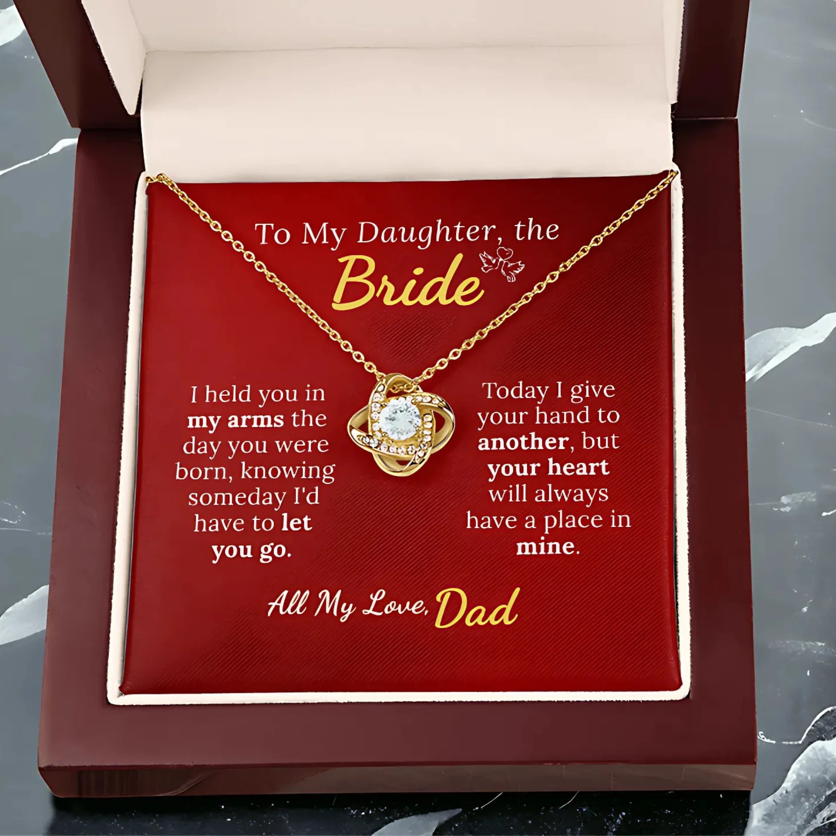 To My Daughter, the Bride - Always in My Heart Necklace