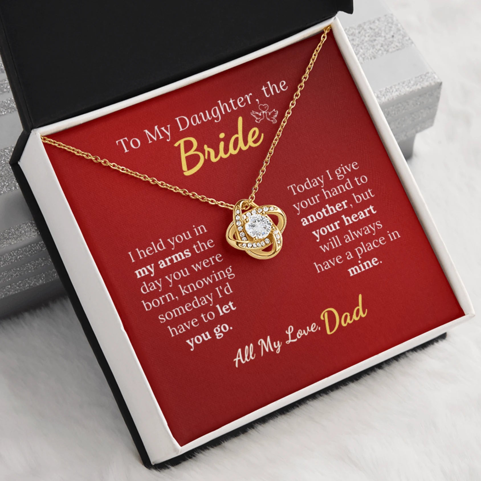 To My Daughter, the Bride - Always in My Heart Necklace