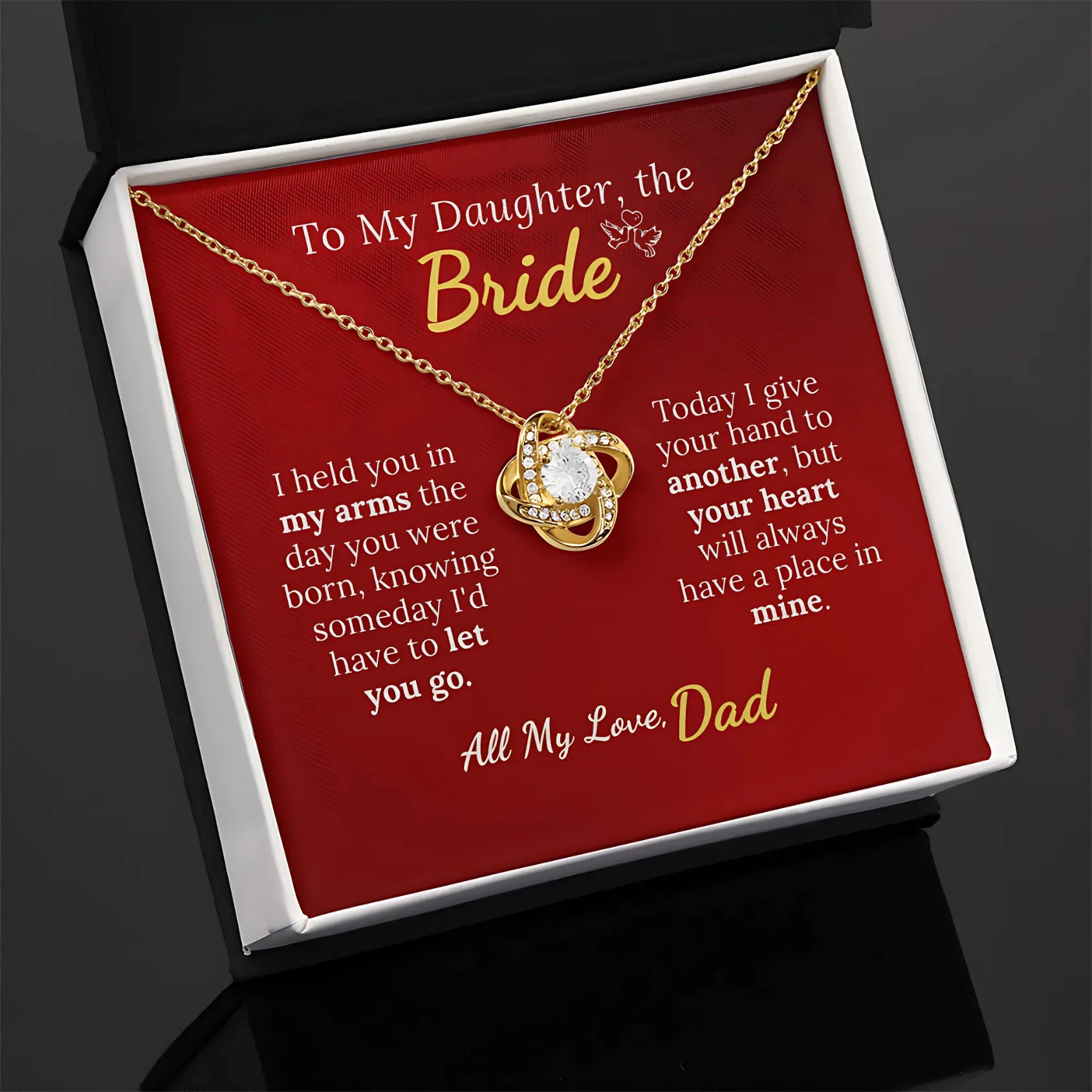 To My Daughter, the Bride - Always in My Heart Necklace
