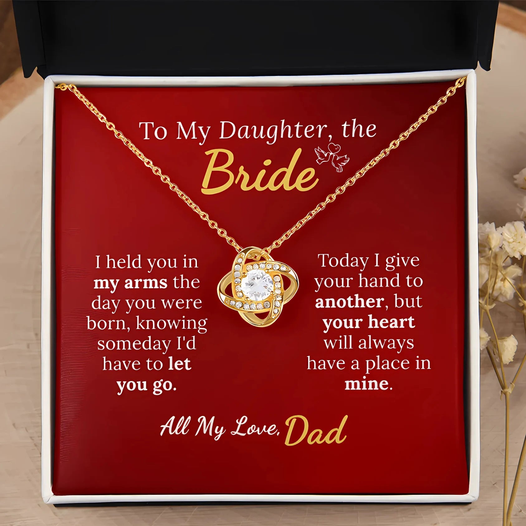 To My Daughter, the Bride - Always in My Heart Necklace