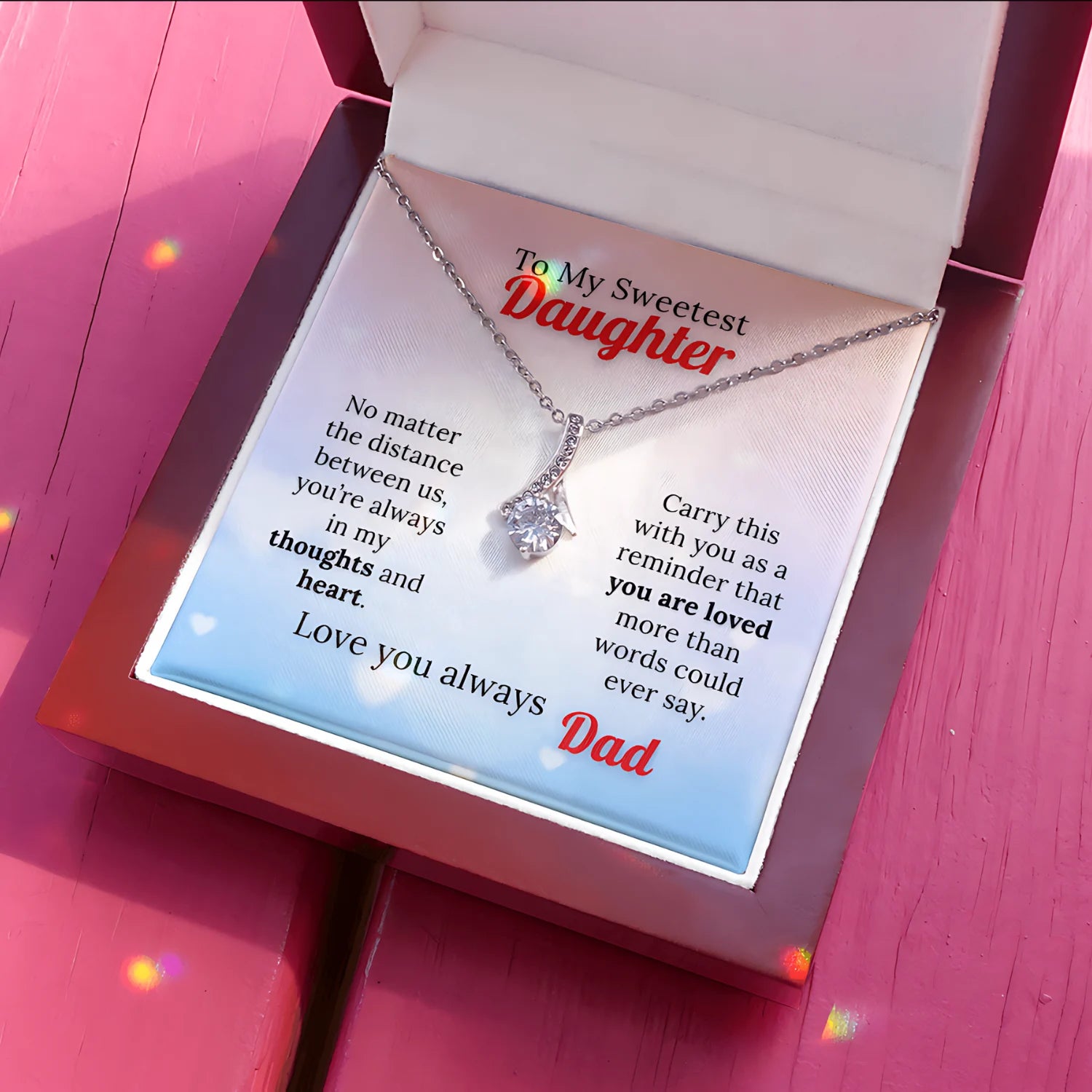 To My Sweetest Daughter - Love Beyond Distance Necklace
