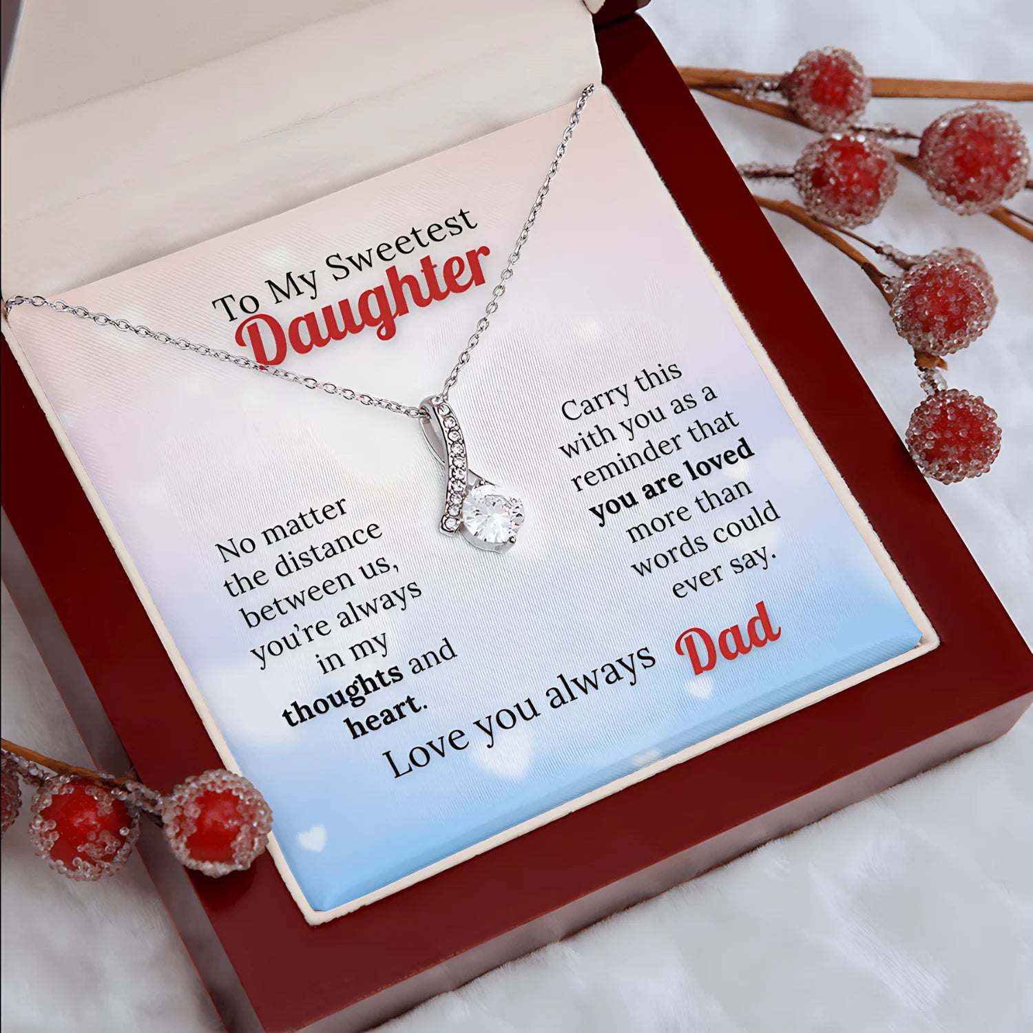 To My Sweetest Daughter - Love Beyond Distance Necklace