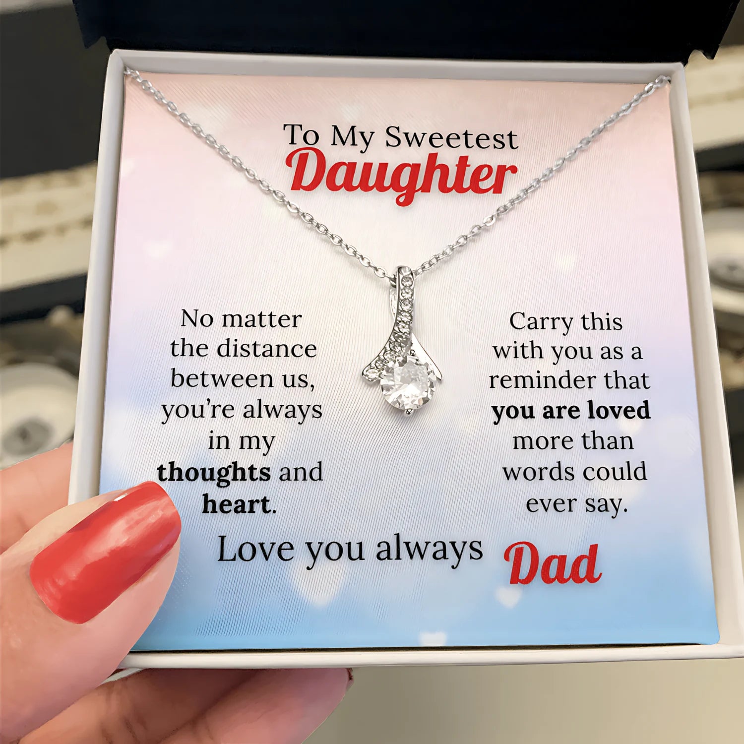 To My Sweetest Daughter - Love Beyond Distance Necklace