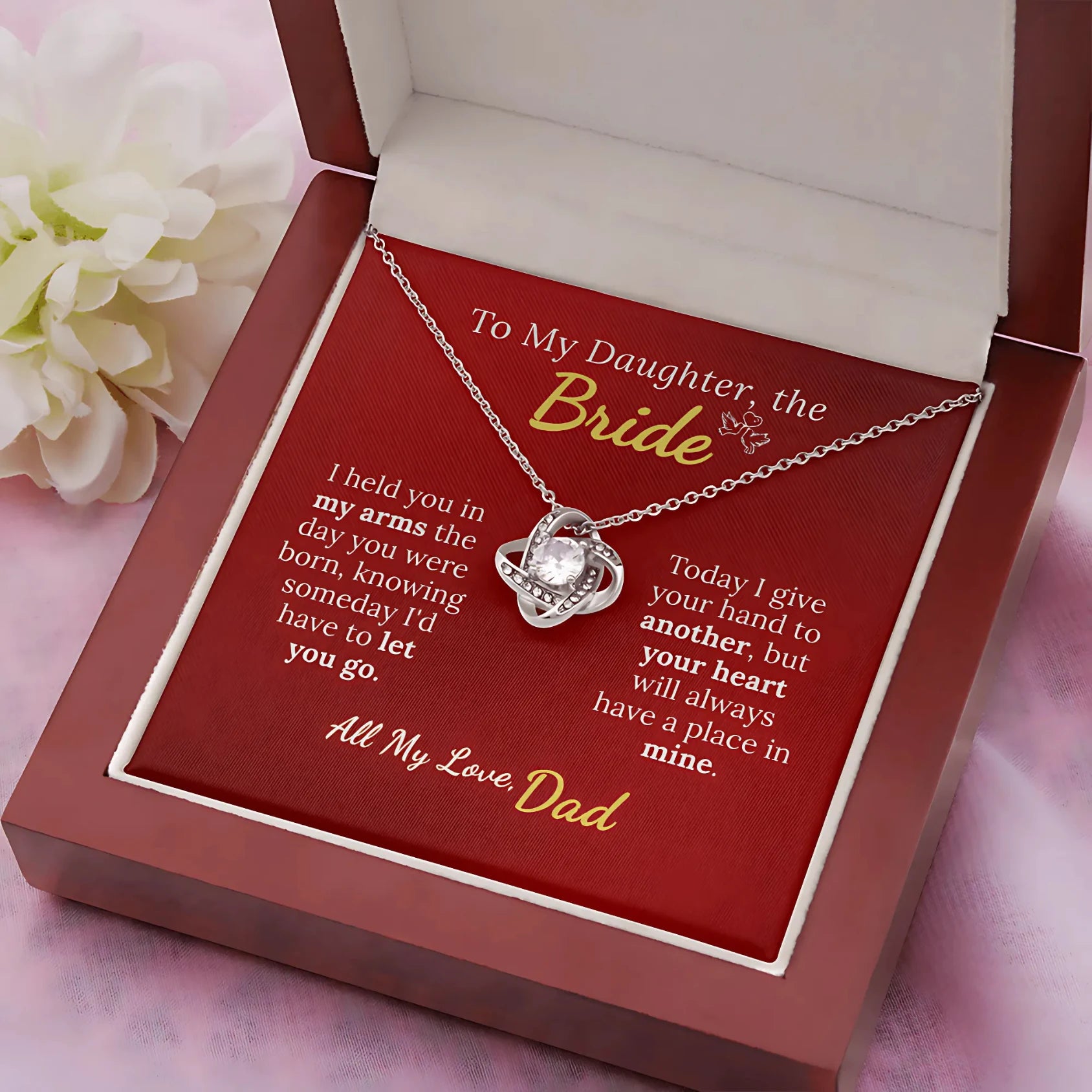 To My Daughter, the Bride - Always in My Heart Necklace