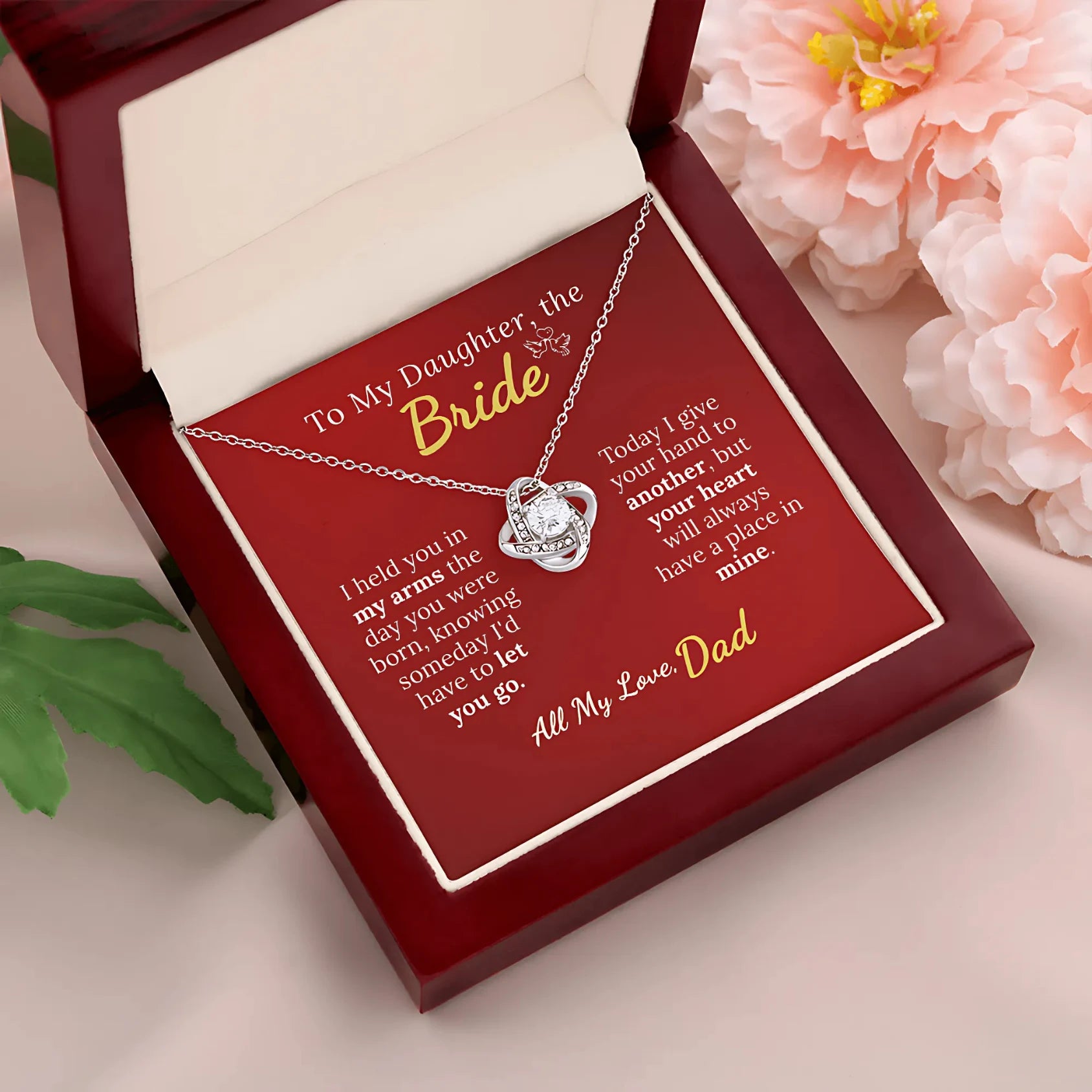 To My Daughter, the Bride - Always in My Heart Necklace
