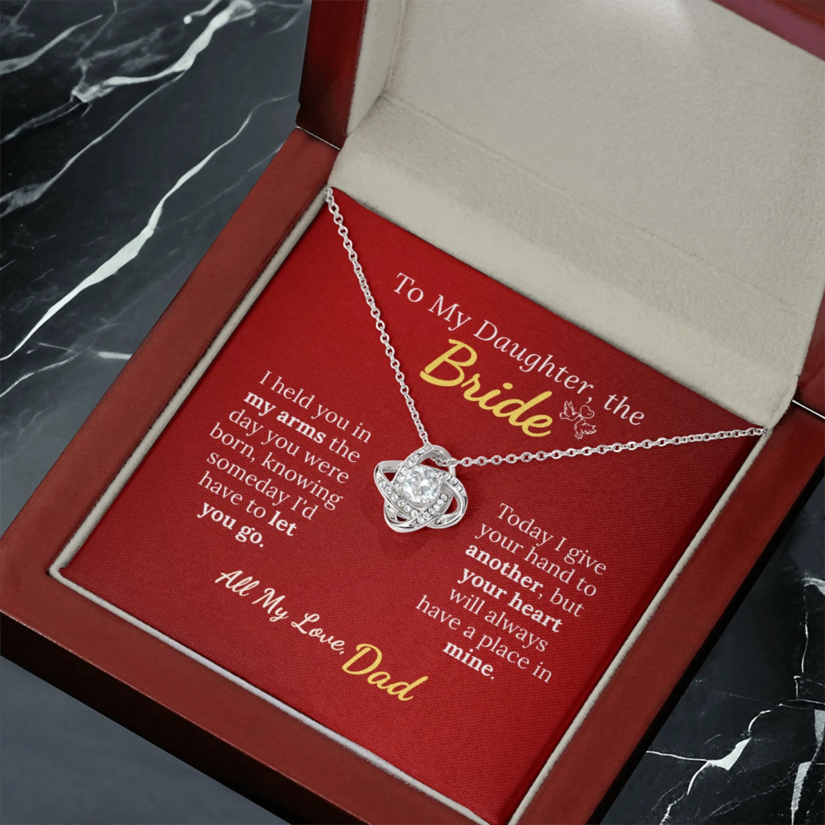 To My Daughter, the Bride - Always in My Heart Necklace