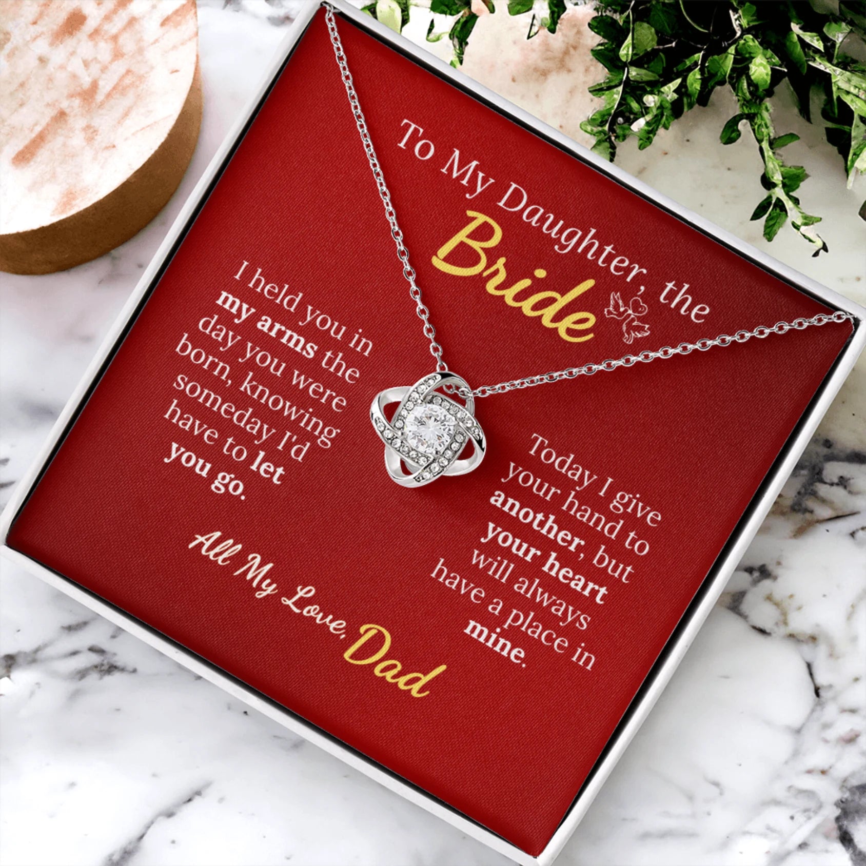 To My Daughter, the Bride - Always in My Heart Necklace