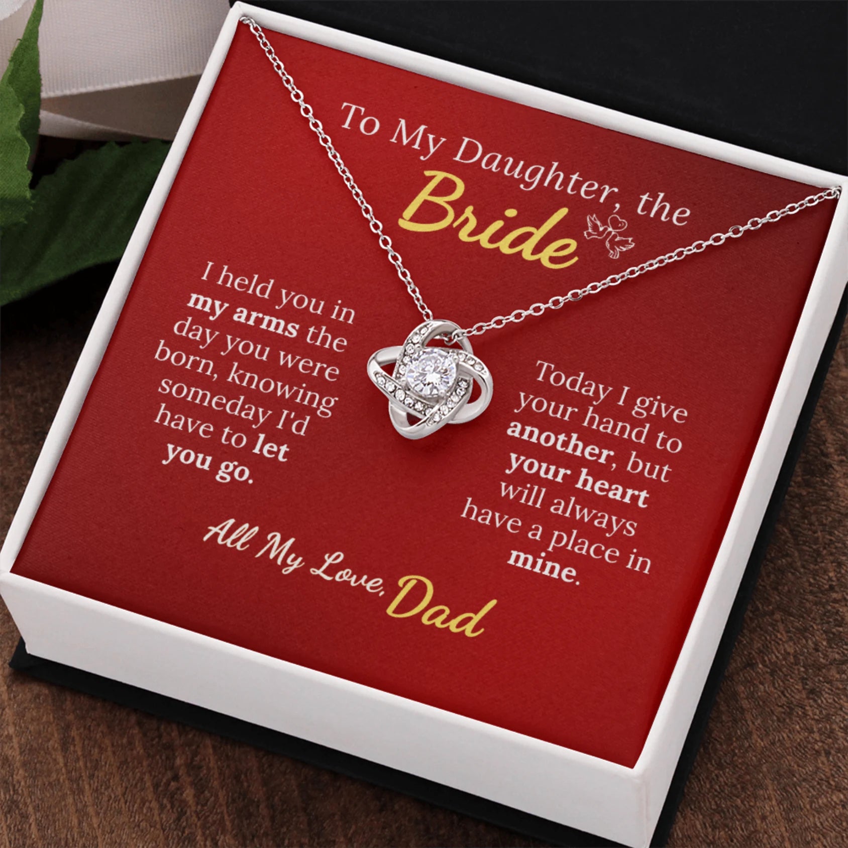 To My Daughter, the Bride - Always in My Heart Necklace