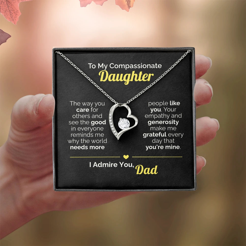 To My Daughter - You Make the World Better - Heart Necklace from Dad