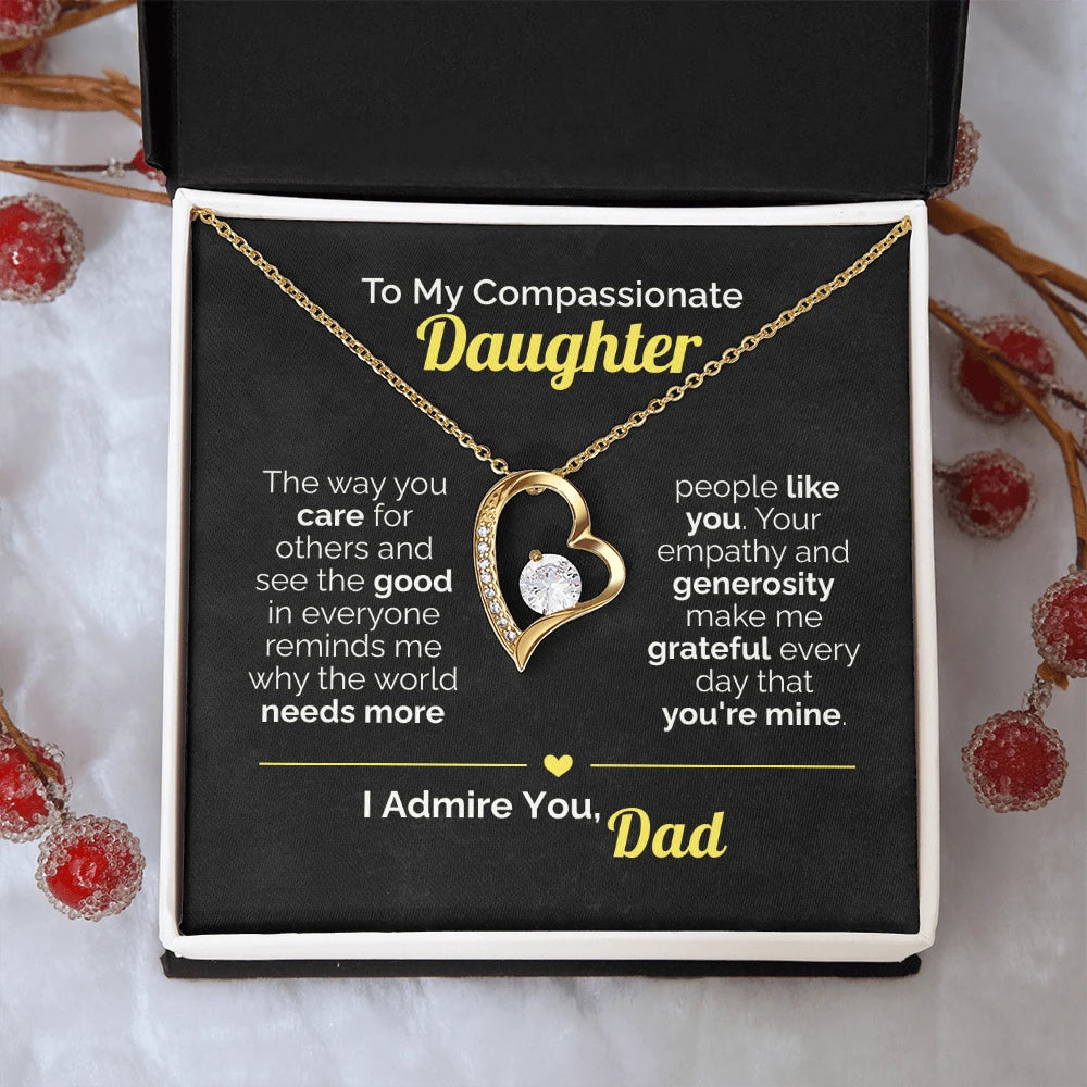 To My Daughter - You Make the World Better - Heart Necklace from Dad
