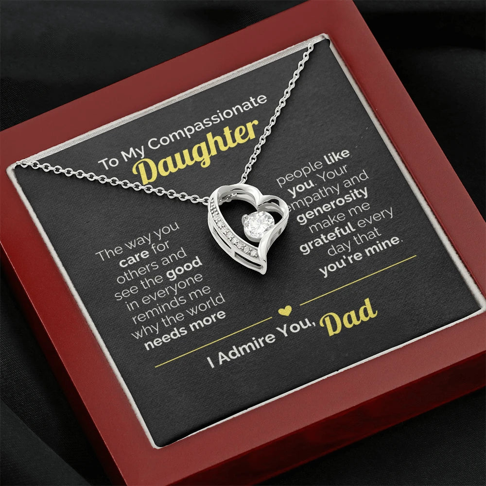 To My Daughter - You Make the World Better - Heart Necklace from Dad