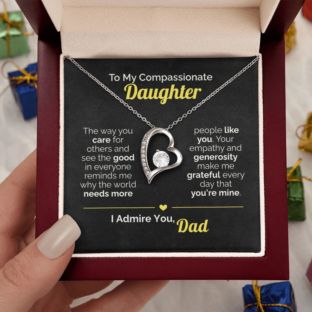 To My Daughter - You Make the World Better - Heart Necklace from Dad