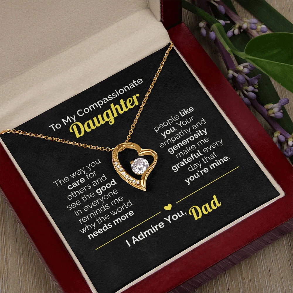 To My Daughter - You Make the World Better - Heart Necklace from Dad