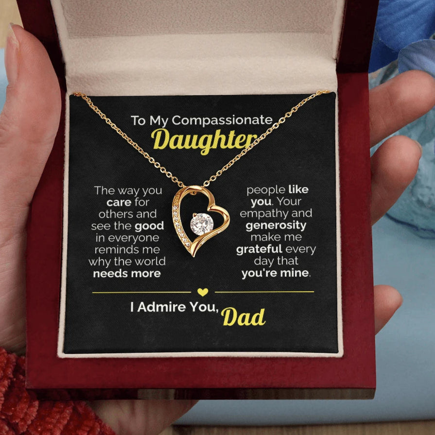 To My Daughter - You Make the World Better - Heart Necklace from Dad