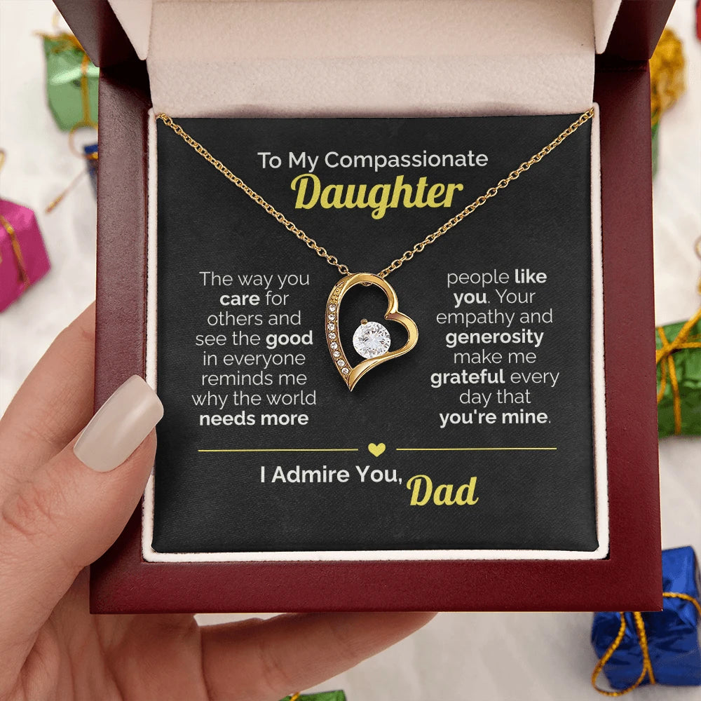 To My Daughter - You Make the World Better - Heart Necklace from Dad