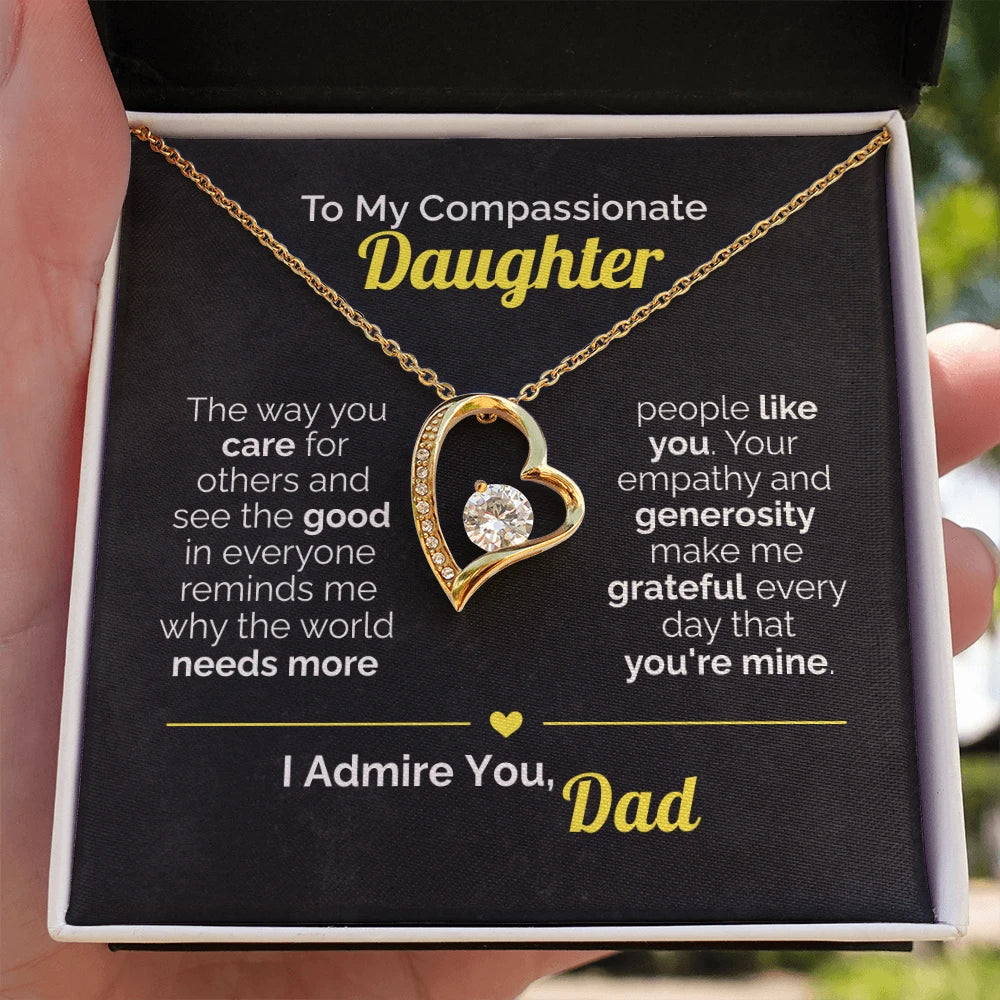 To My Daughter - You Make the World Better - Heart Necklace from Dad